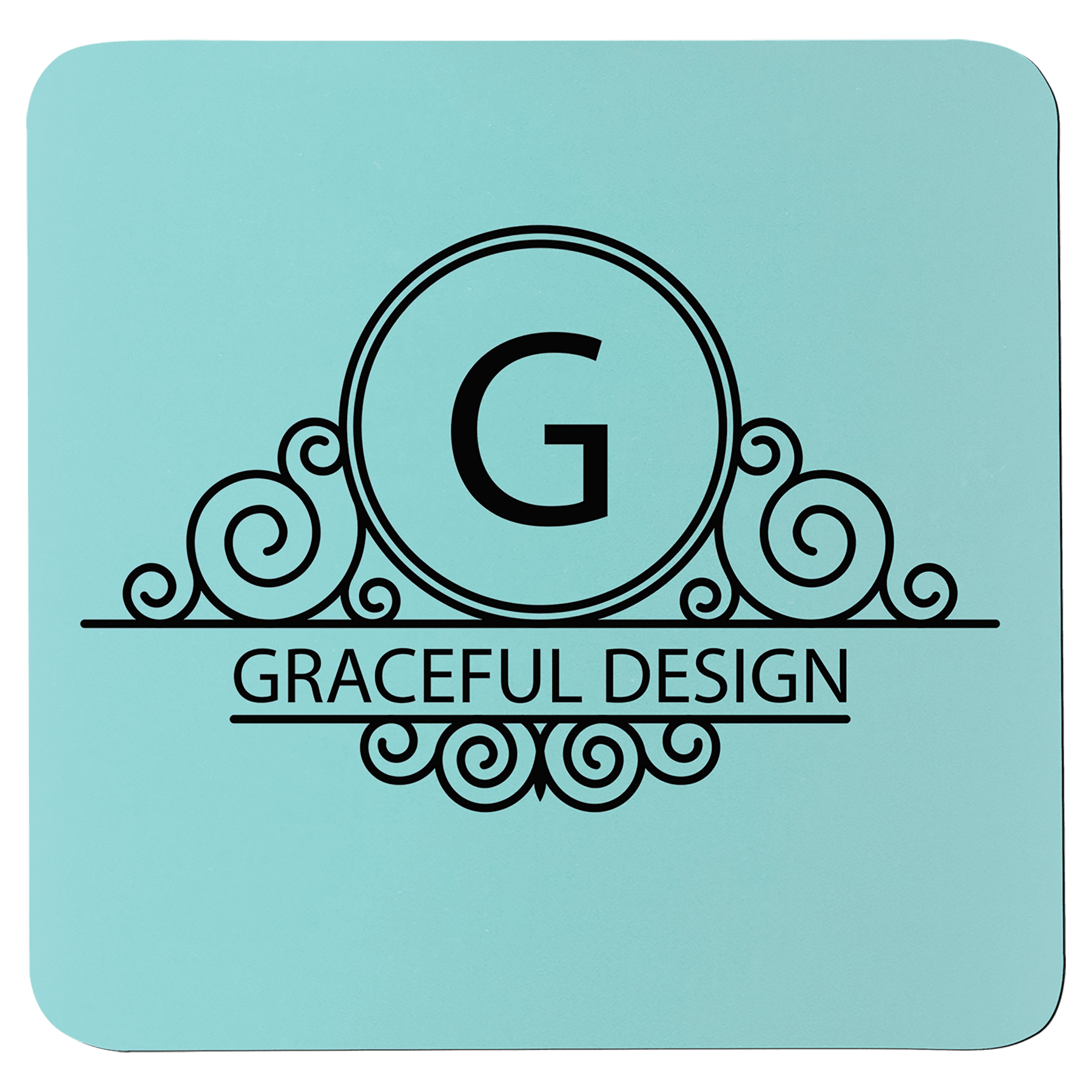 Teal Black 3 3/4" x 3 3/4" Square Silicone Coaster