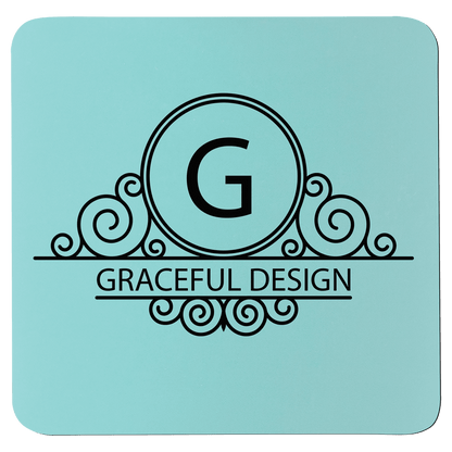 Teal Black 3 3/4" x 3 3/4" Square Silicone Coaster