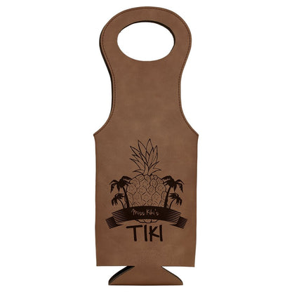 Dark Brown Laserable Leatherette Wine Bag