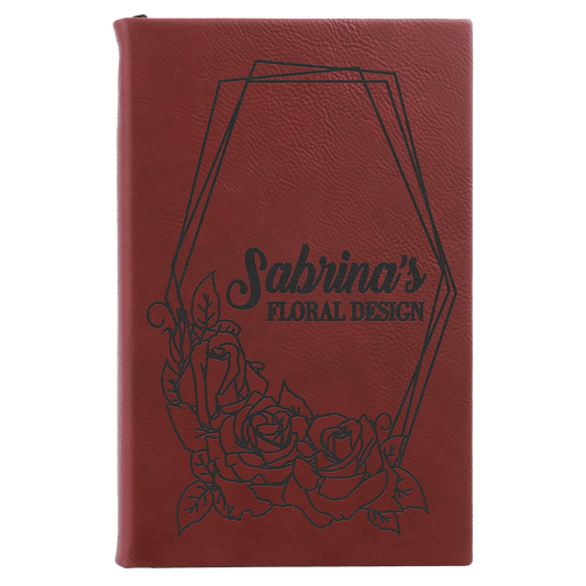 5 1/4" x 8 1/4" Rose Laserable Leatherette Sketch Book with Unlined Notepad