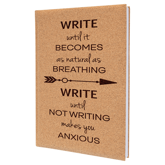 7" x 9 3/4" Cork Laserable Leatherette Journal with Lined Notepad