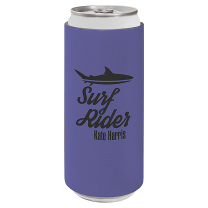 Purple Laserable Leatherette Slim Beverage Holder
