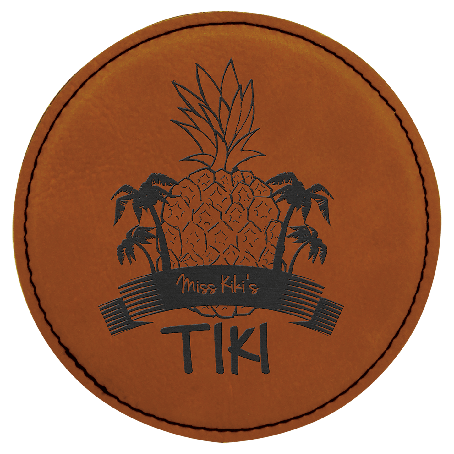 Rawhide 4" Round Laserable Leatherette Coaster