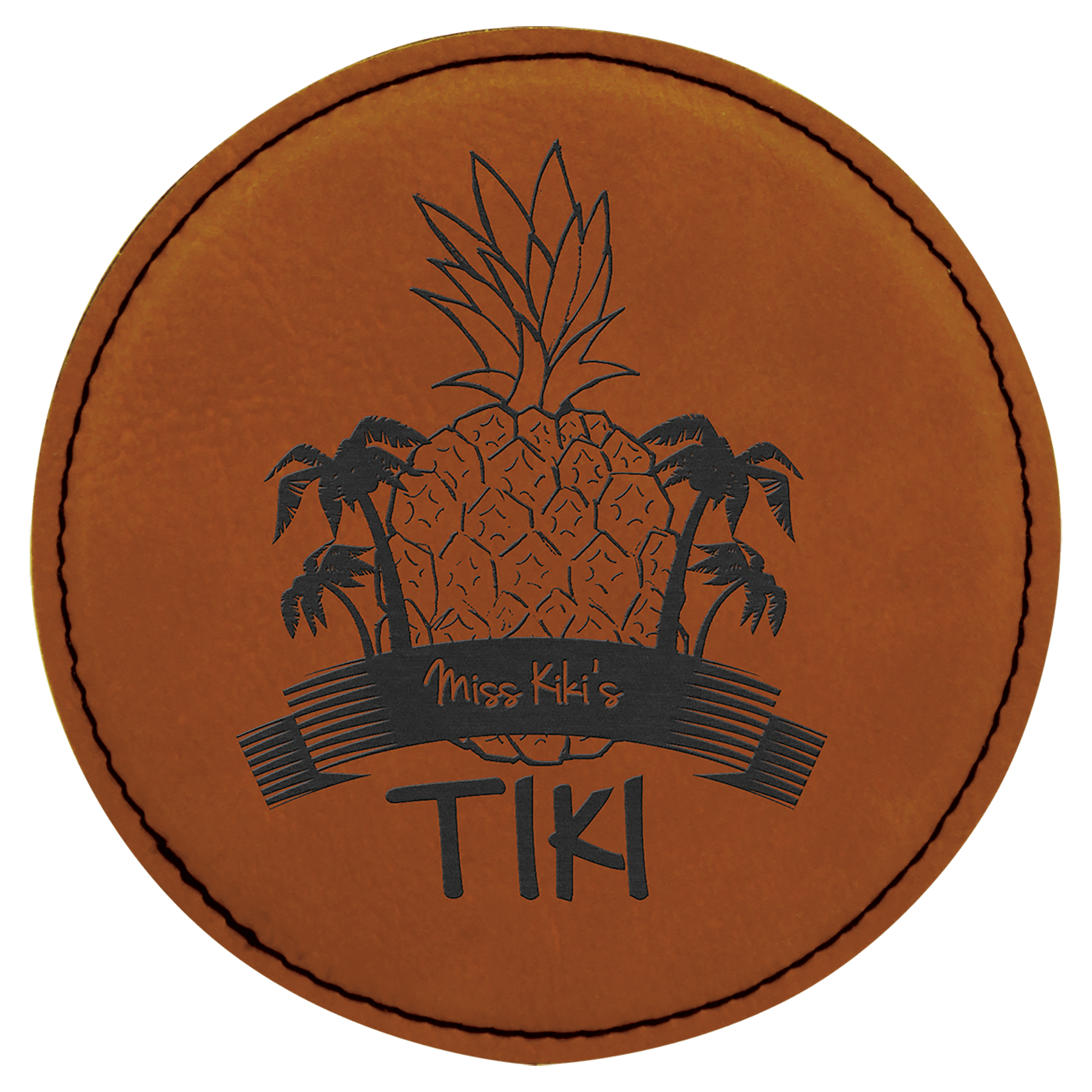 Rawhide 4" Round Laserable Leatherette Coaster