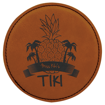 Rawhide 4" Round Laserable Leatherette Coaster