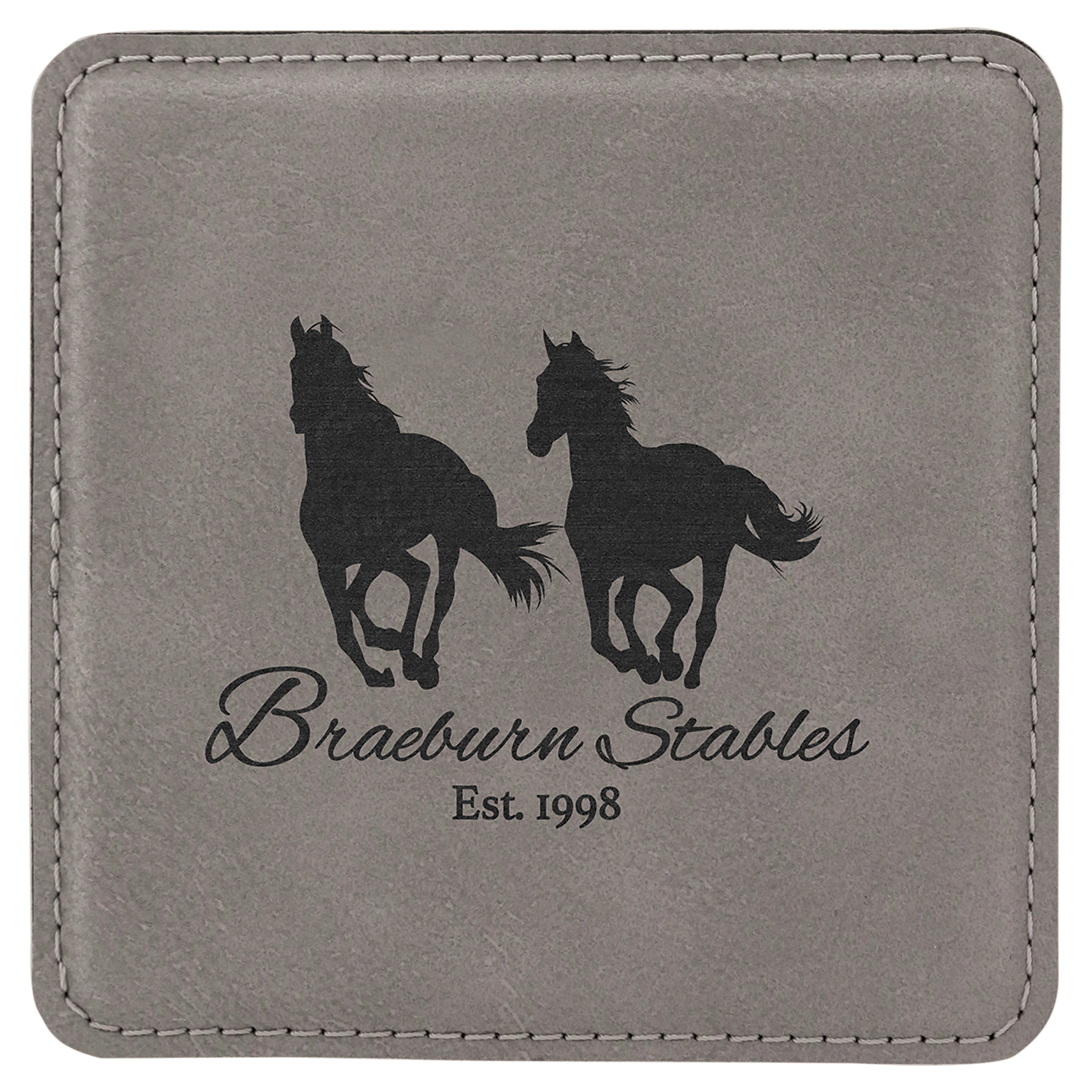 Gray 4" x 4" Square Laserable Leatherette Coaster