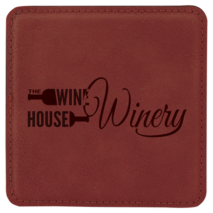 Rose 4" x 4" Square Laserable Leatherette Coaster