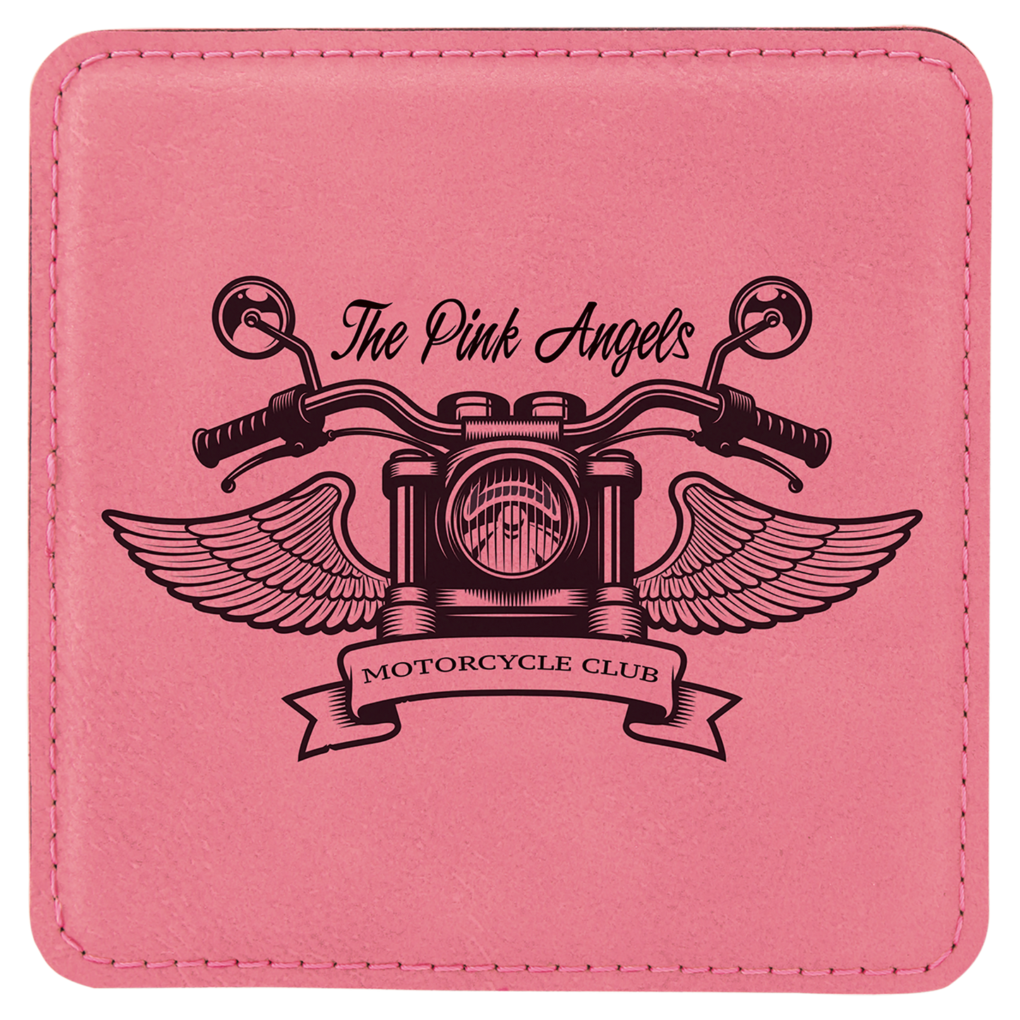 Pink 4" x 4" Square Laserable Leatherette Coaster
