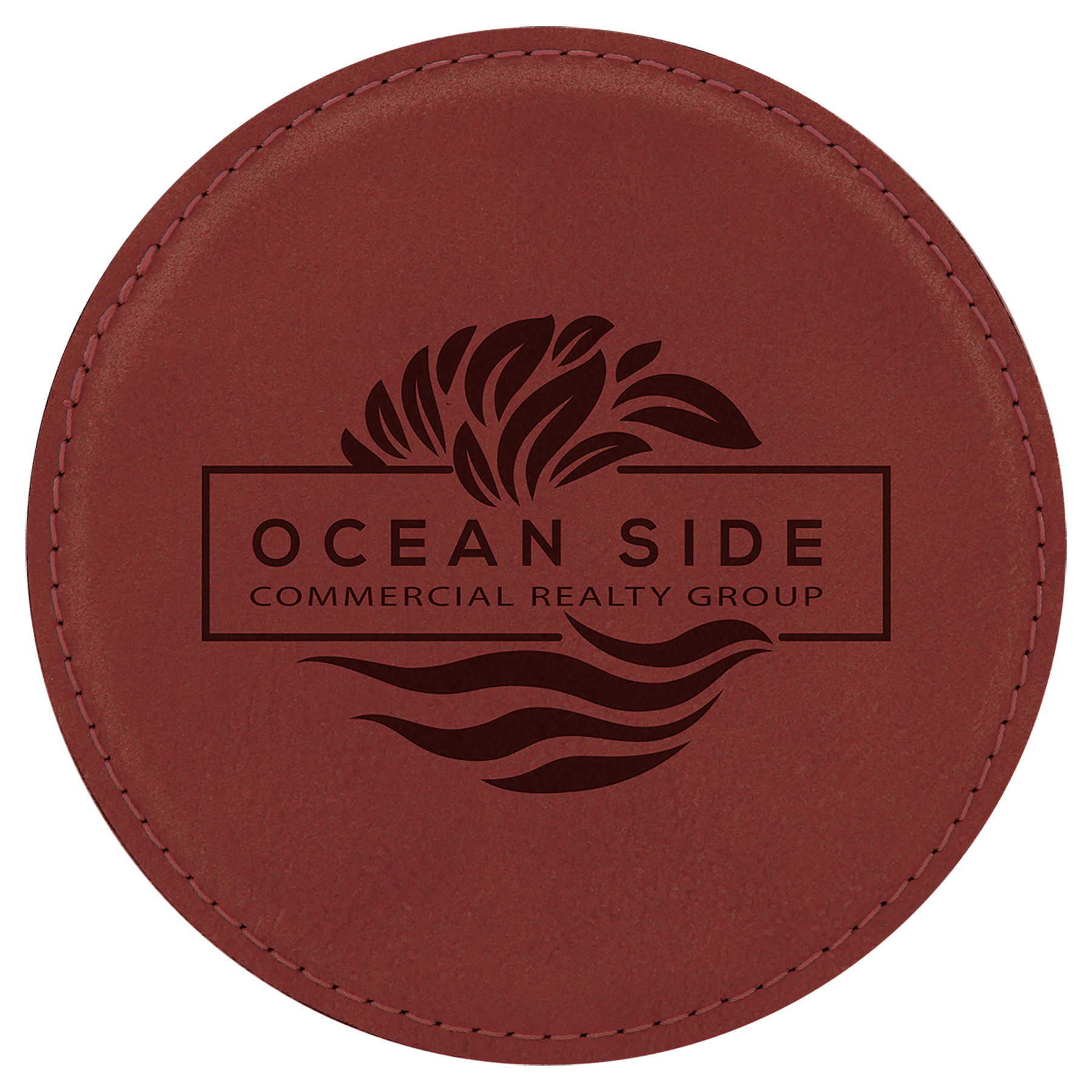 Rose 4" Round Laserable Leatherette Coaster
