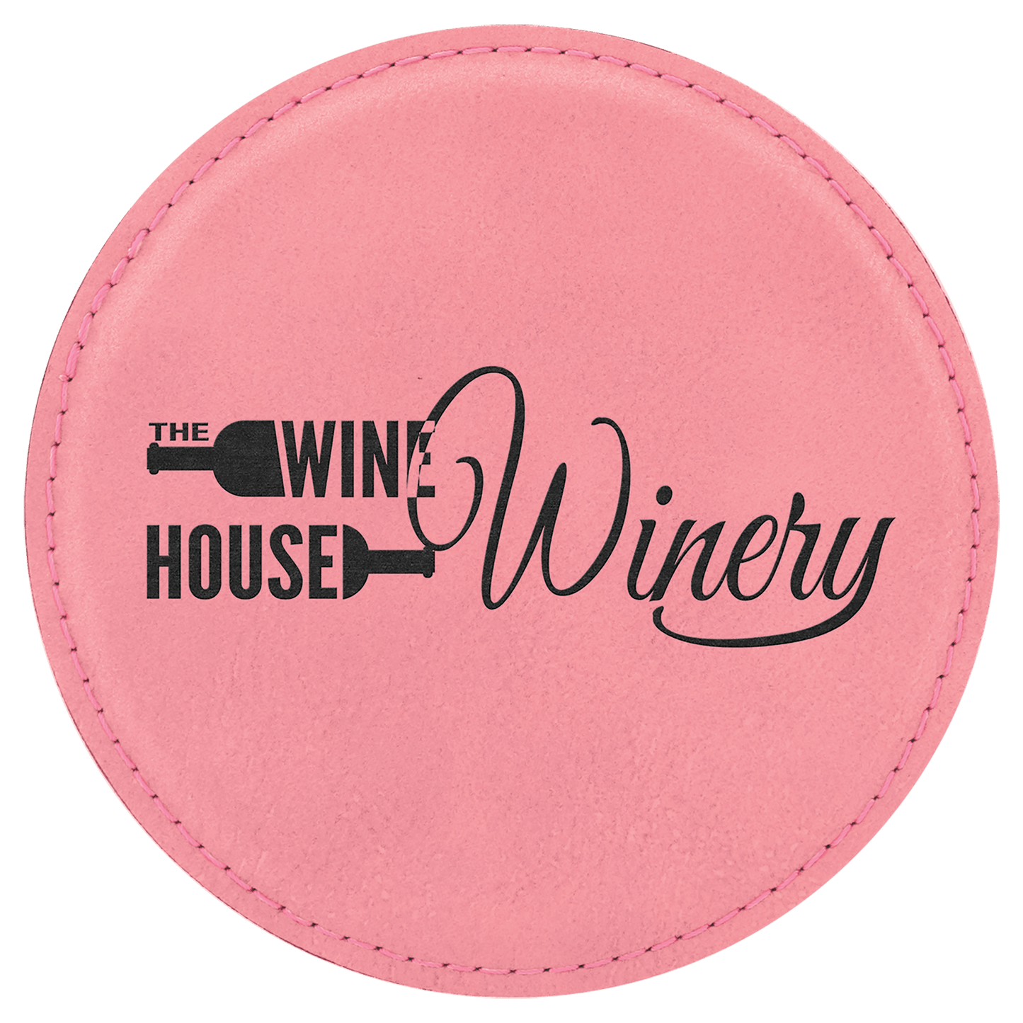 Pink 4" Round Laserable Leatherette Coaster