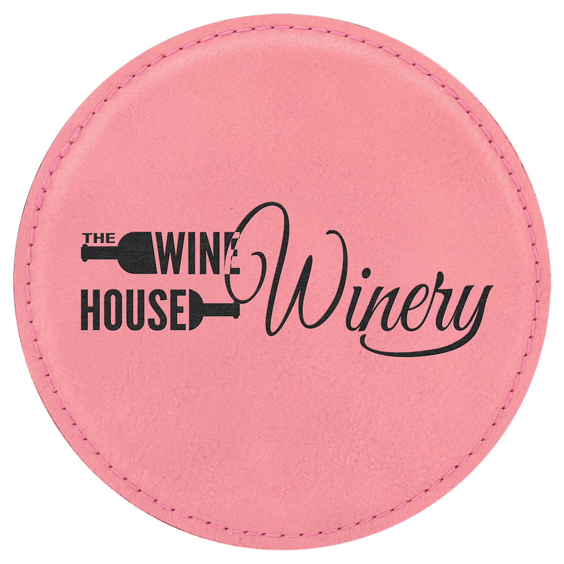 Pink 4" Round Laserable Leatherette Coaster