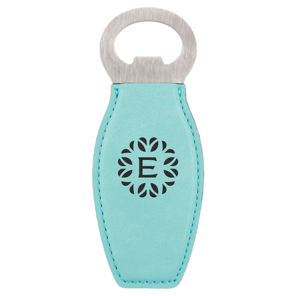 Teal Laserable Leatherette Bottle Opener with Magnet