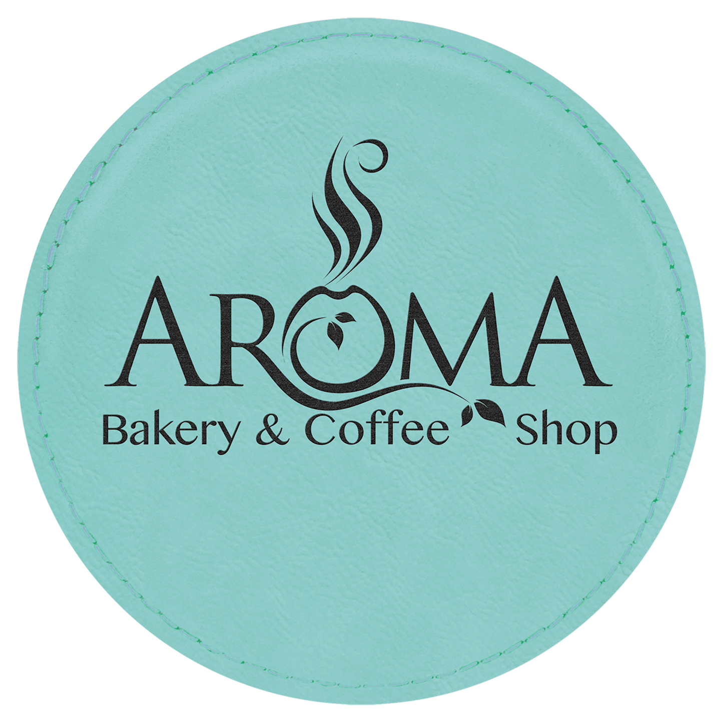 Teal 4" Round Laserable Leatherette Coaster