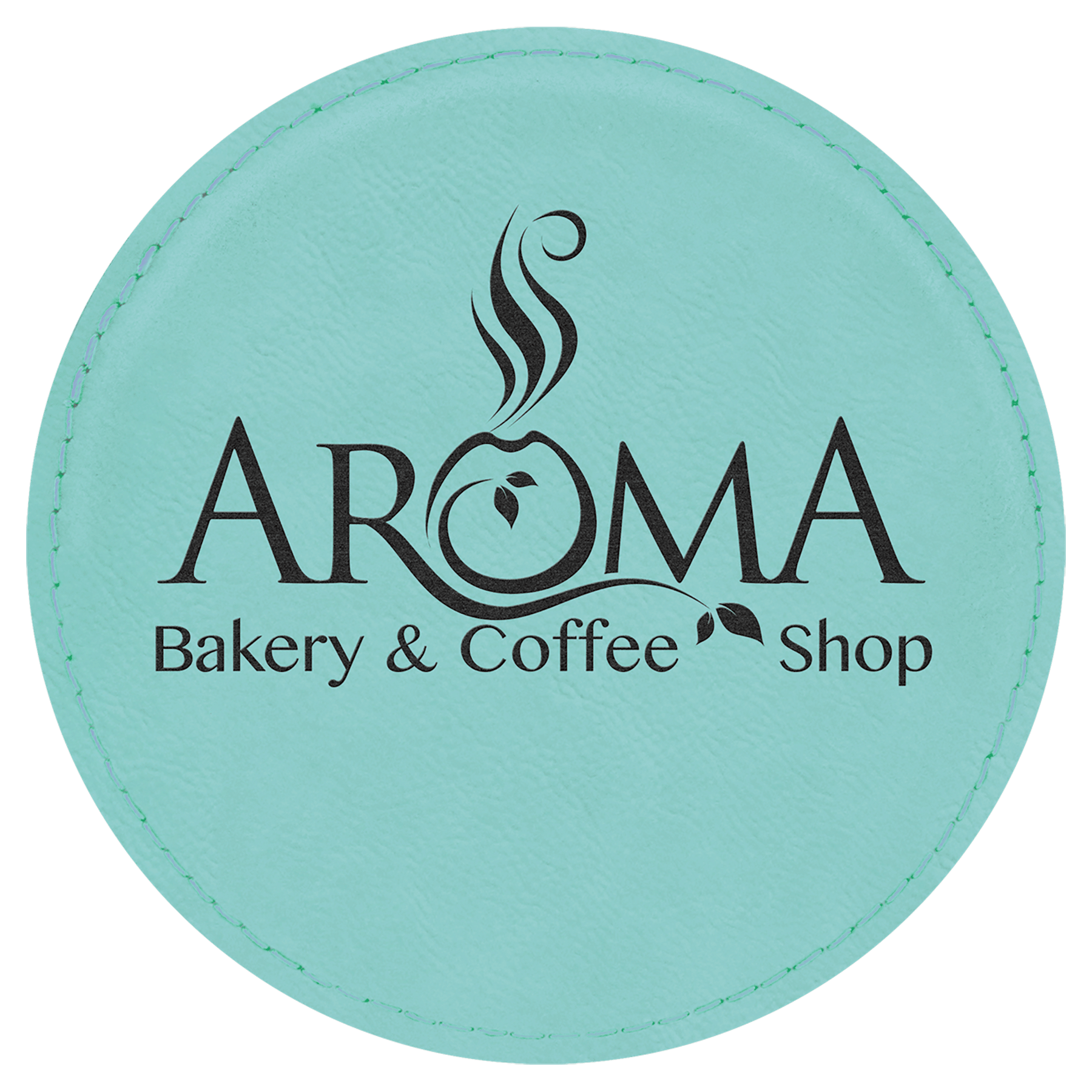 Teal 4" Round Laserable Leatherette Coaster