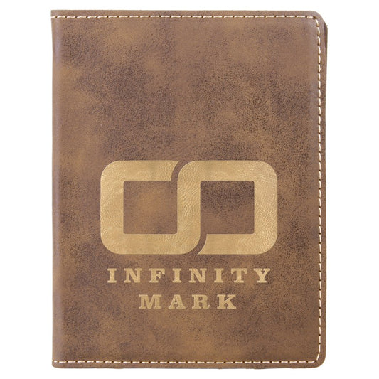 4 1/4" x 5 1/2" Rustic/Gold Laserable Leatherette Passport Holder