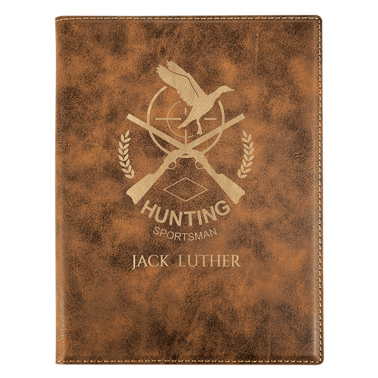 7" x 9" Rustic/Gold Laserable Leatherette Small Portfolio with Notepad