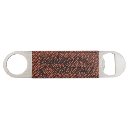 Football 1 1/2" x 7" Laserable Leatherette Bottle Opener