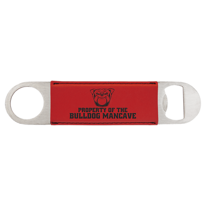 Red 1 1/2" x 7" Laserable Leatherette Bottle Opener