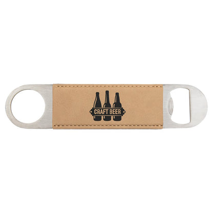 Light Brown 1 1/2" x 7" Laserable Leatherette Bottle Opener