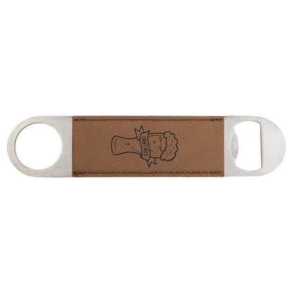 Dark Brown 1 1/2" x 7" Laserable Leatherette Bottle Opener