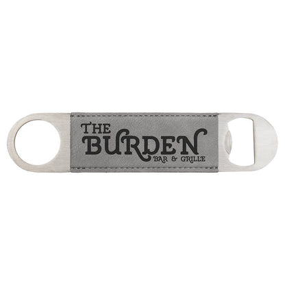 Gray 1 1/2" x 7" Laserable Leatherette Bottle Opener