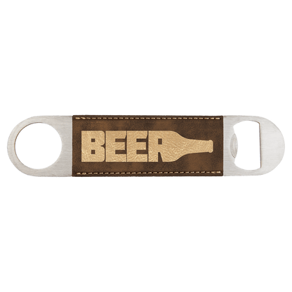 Rustic/Gold 1 1/2" x 7" Laserable Leatherette Bottle Opener