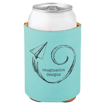 Teal 3 3/4" Laserable Leatherette Beverage Holder