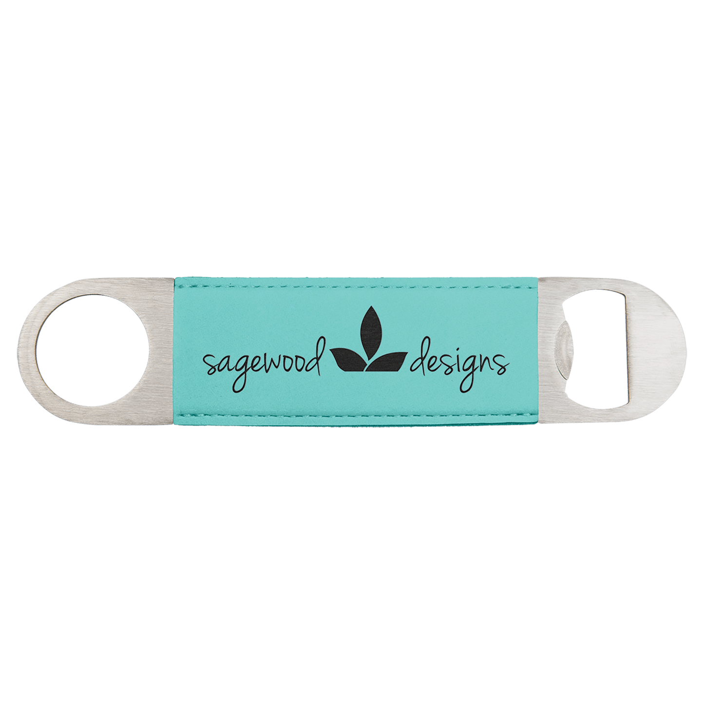 Teal 1 1/2" x 7" Laserable Leatherette Bottle Opener