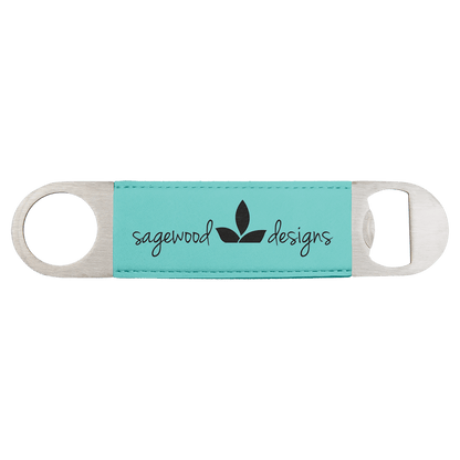 Teal 1 1/2" x 7" Laserable Leatherette Bottle Opener