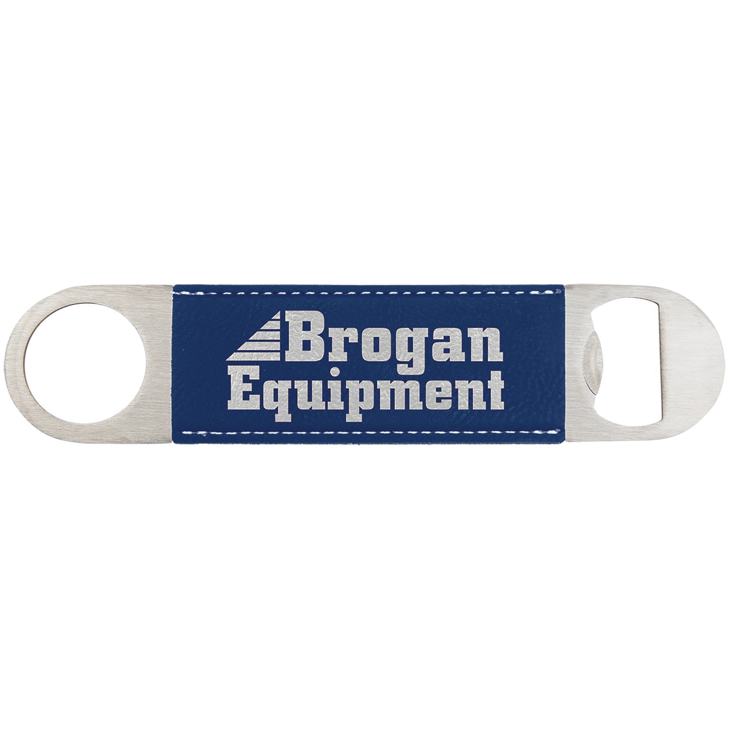 Blue/Silver 1 1/2" x 7" Laserable Leatherette Bottle Opener
