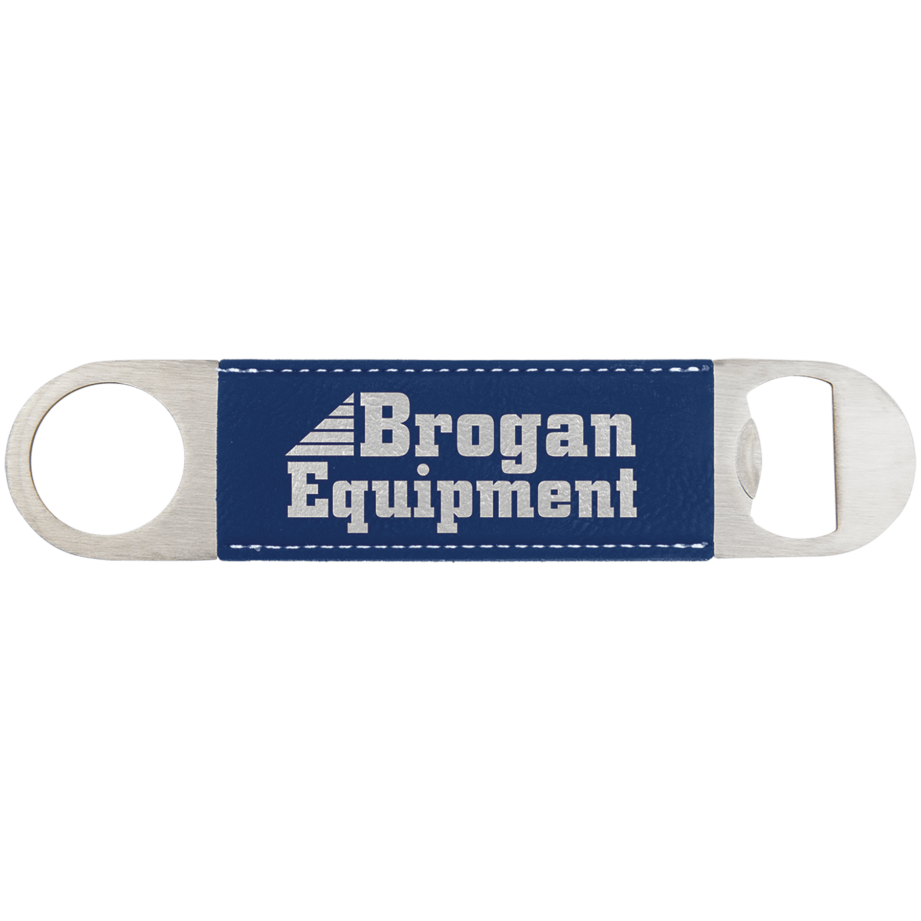 Blue/Silver 1 1/2" x 7" Laserable Leatherette Bottle Opener
