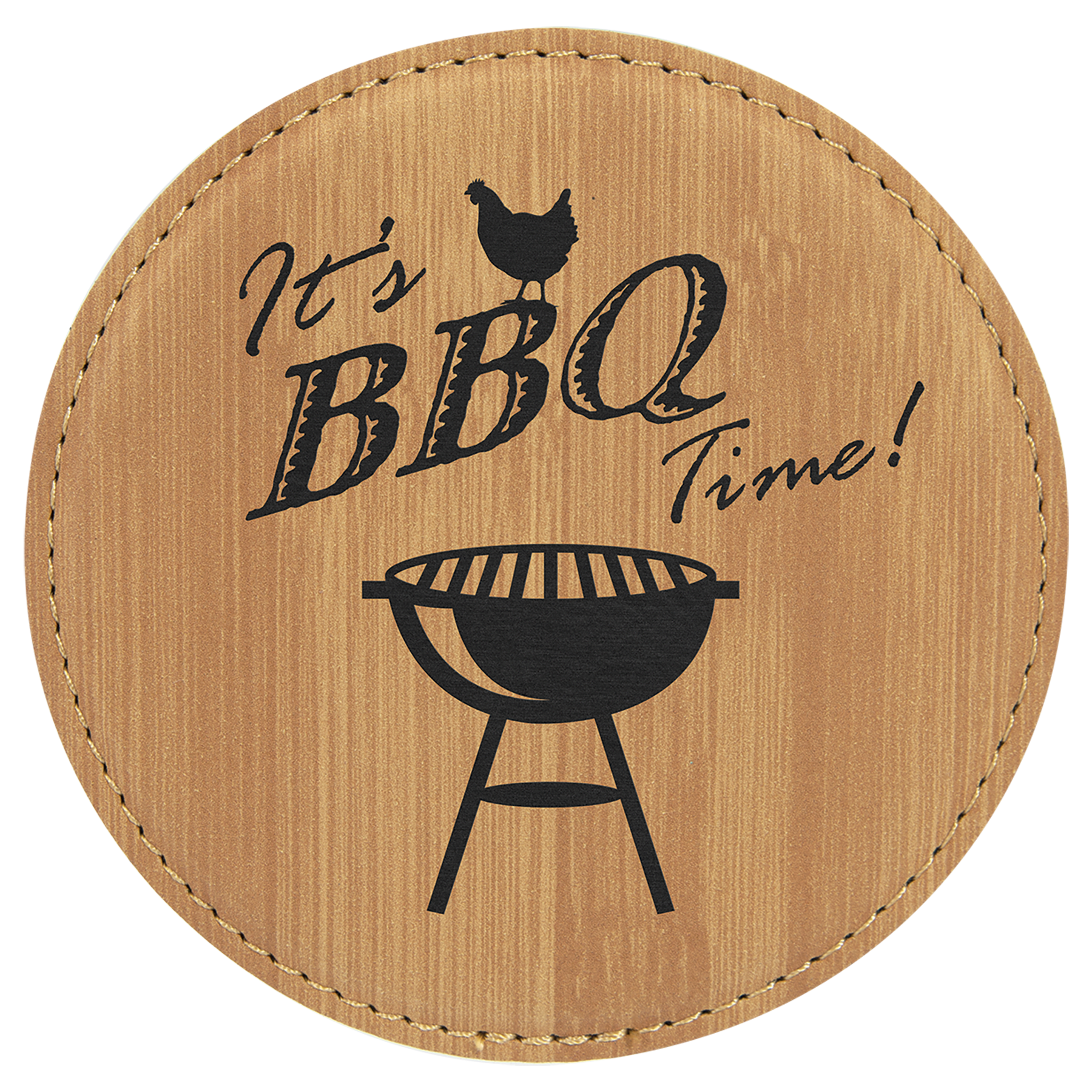 Bamboo 4" Round Laserable Leatherette Coaster