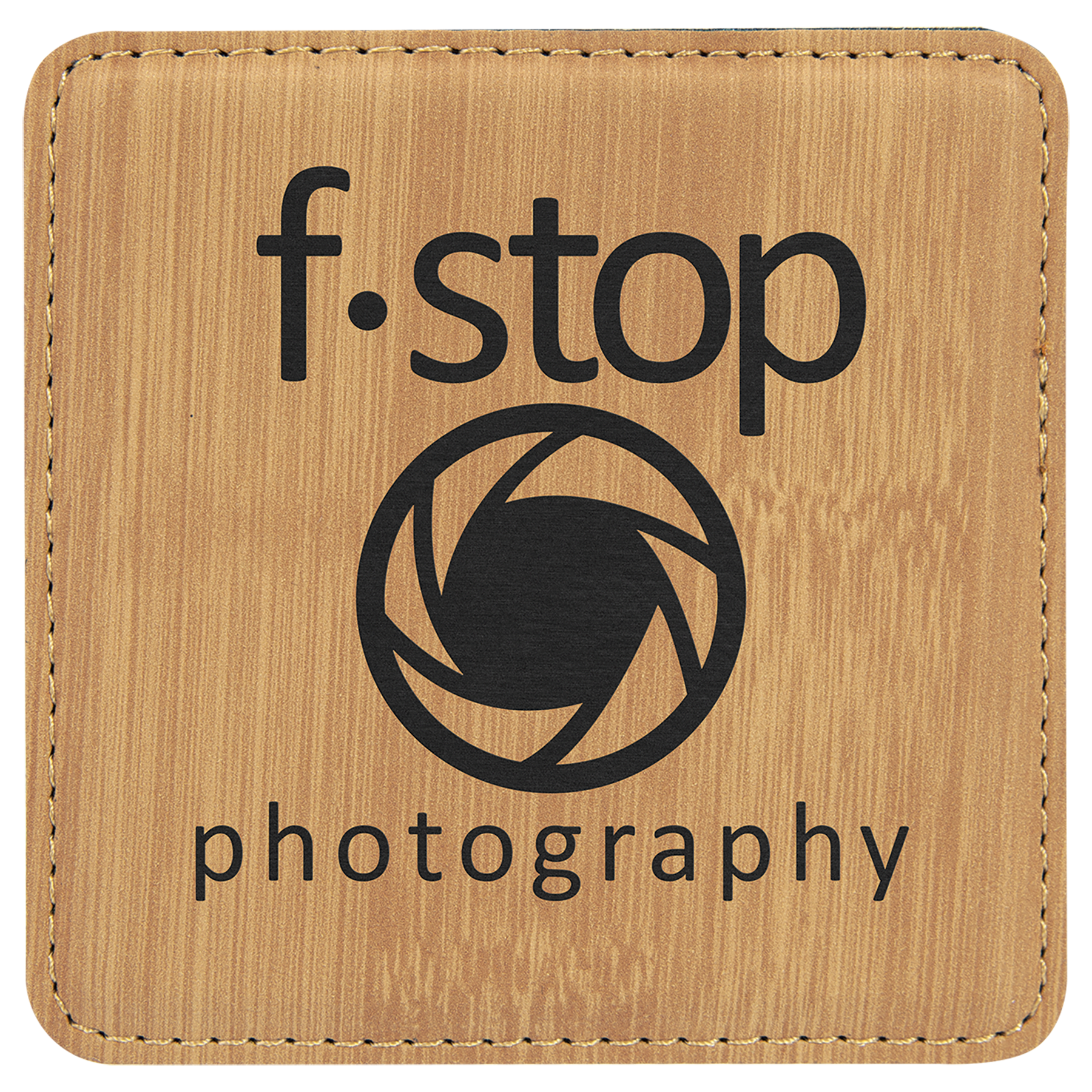 Bamboo 4" x 4" Square Laserable Leatherette Coaster