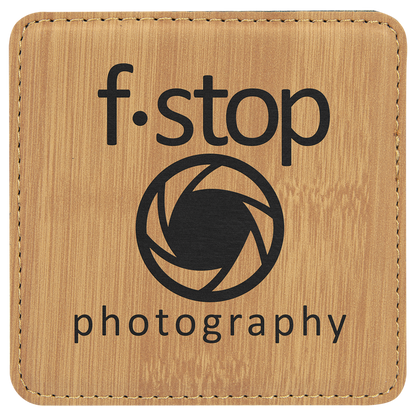 Bamboo 4" x 4" Square Laserable Leatherette Coaster