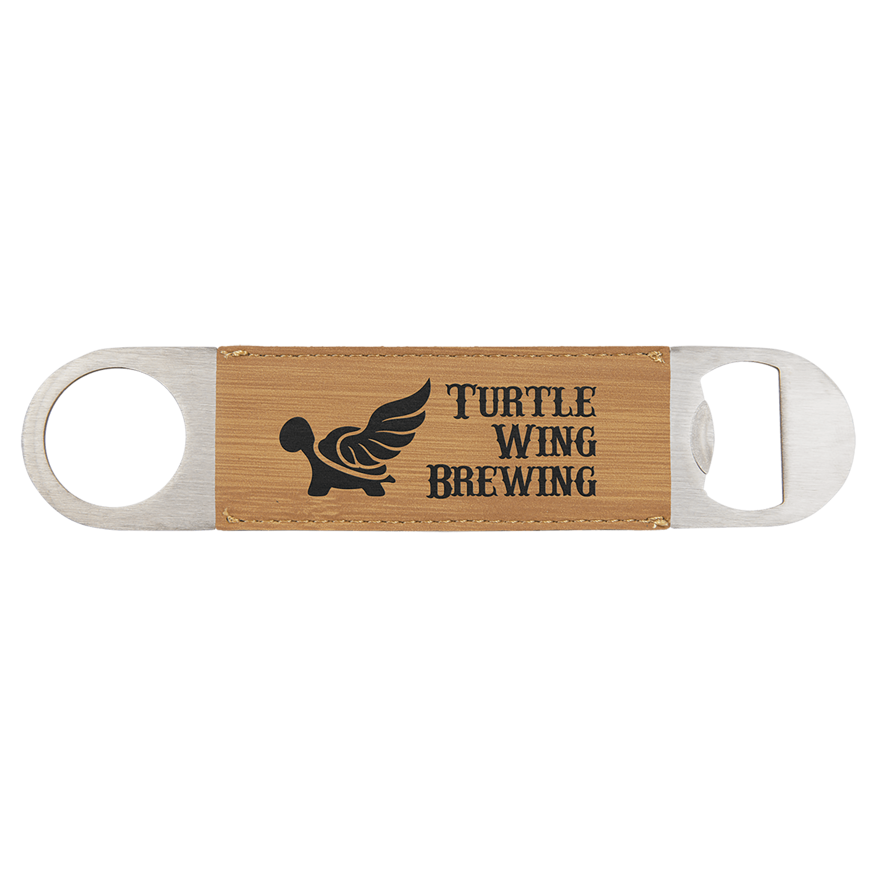 Bamboo 1 1/2" x 7" Laserable Leatherette Bottle Opener