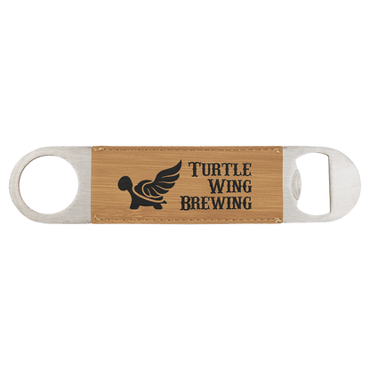 Bamboo 1 1/2" x 7" Laserable Leatherette Bottle Opener