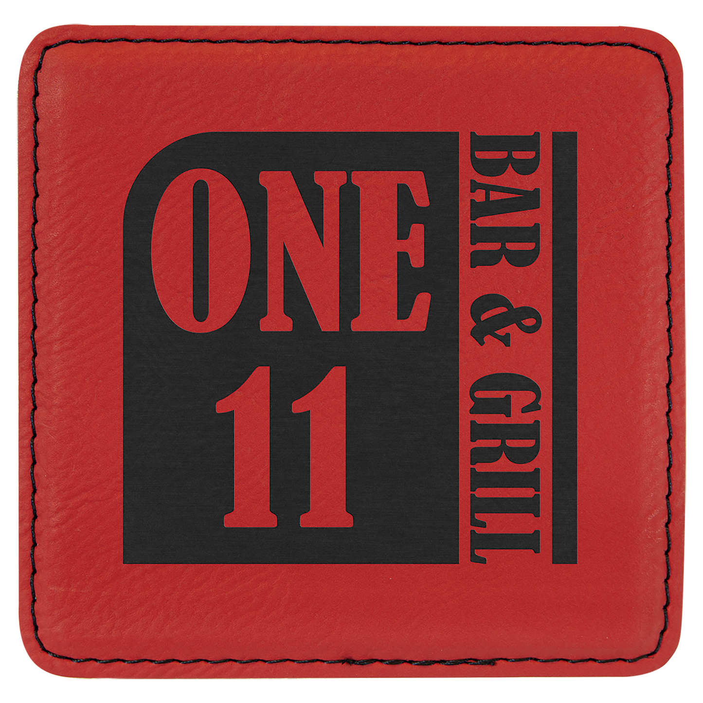 Red 4" x 4" Square Laserable Leatherette Coaster