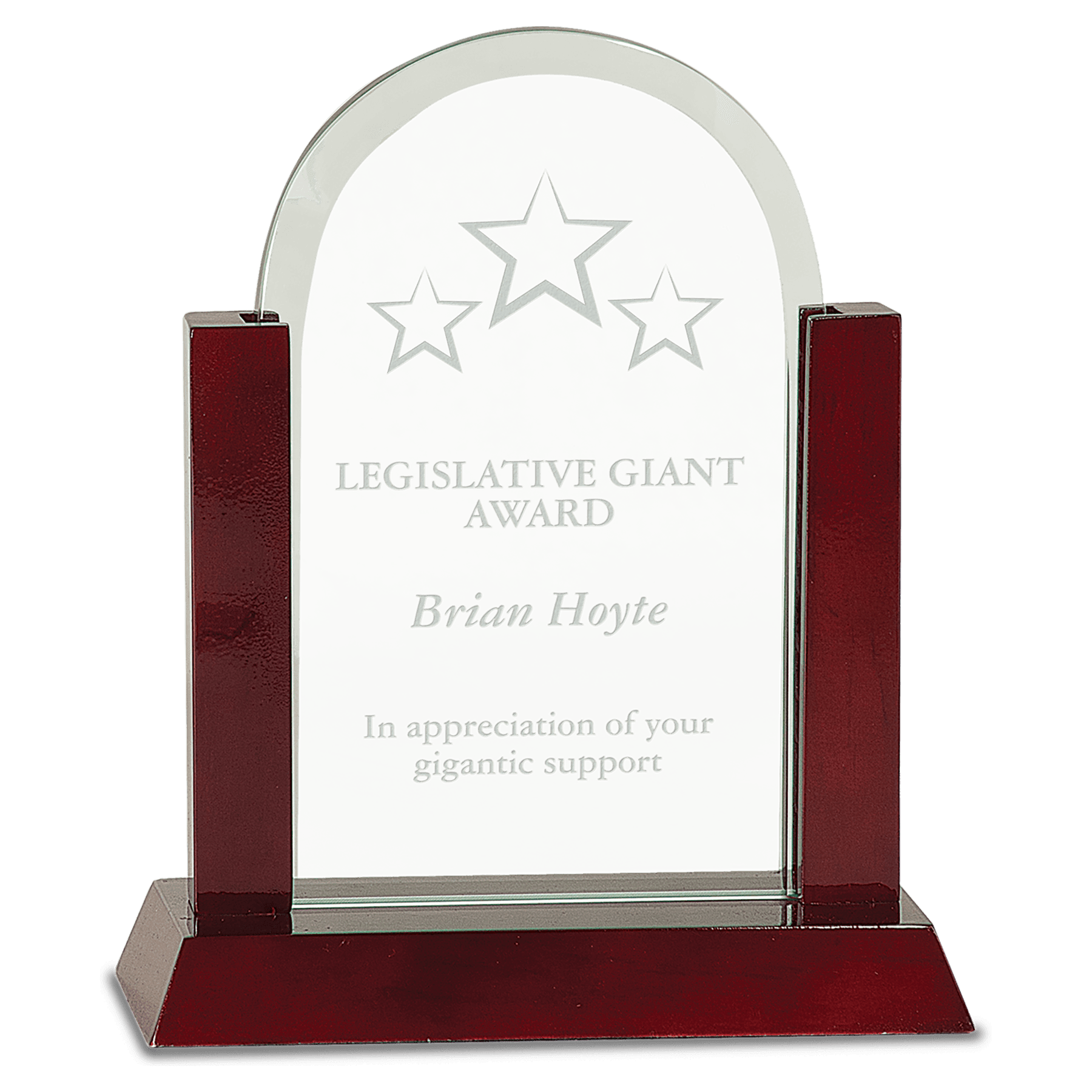 8" Gateway Jade Dome Glass Award with Rosewood Finish Base