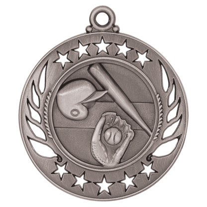 Antique Silver 2 1/4" Baseball/Softball Galaxy Medal