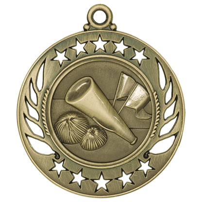 Antique Gold 2 1/4" Cheer Galaxy Medal