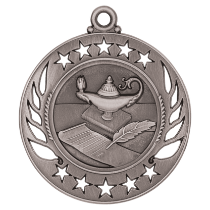 Antique Silver 2 1/4" Lamp of Knowledge Galaxy Medal