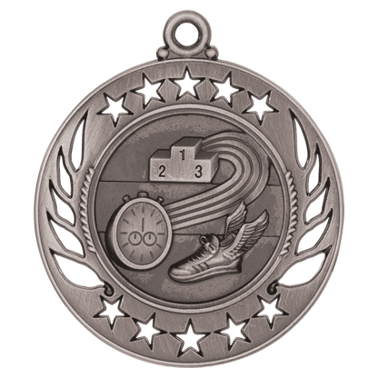 Antique Silver 2 1/4" Track Galaxy Medal