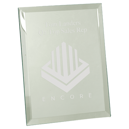 Clear 8" x 10" Glass Mirror Plaque