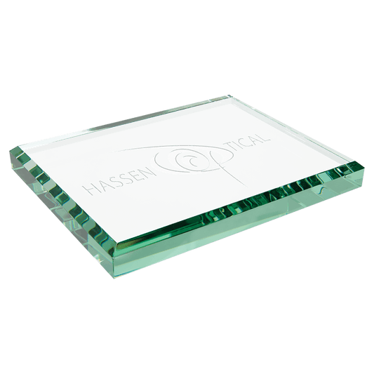 4 1/2" x 3 1/2" x 1/2" Jade Glass Paperweight