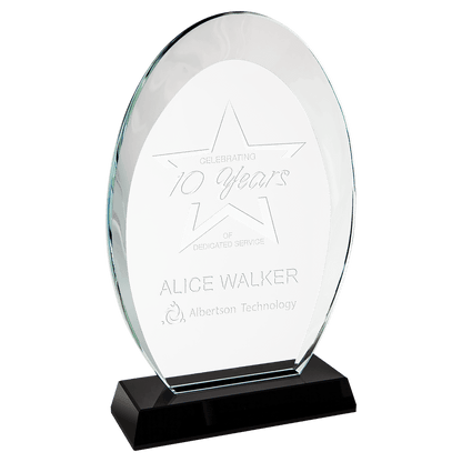 Black 8" Oval Halo Glass with Base