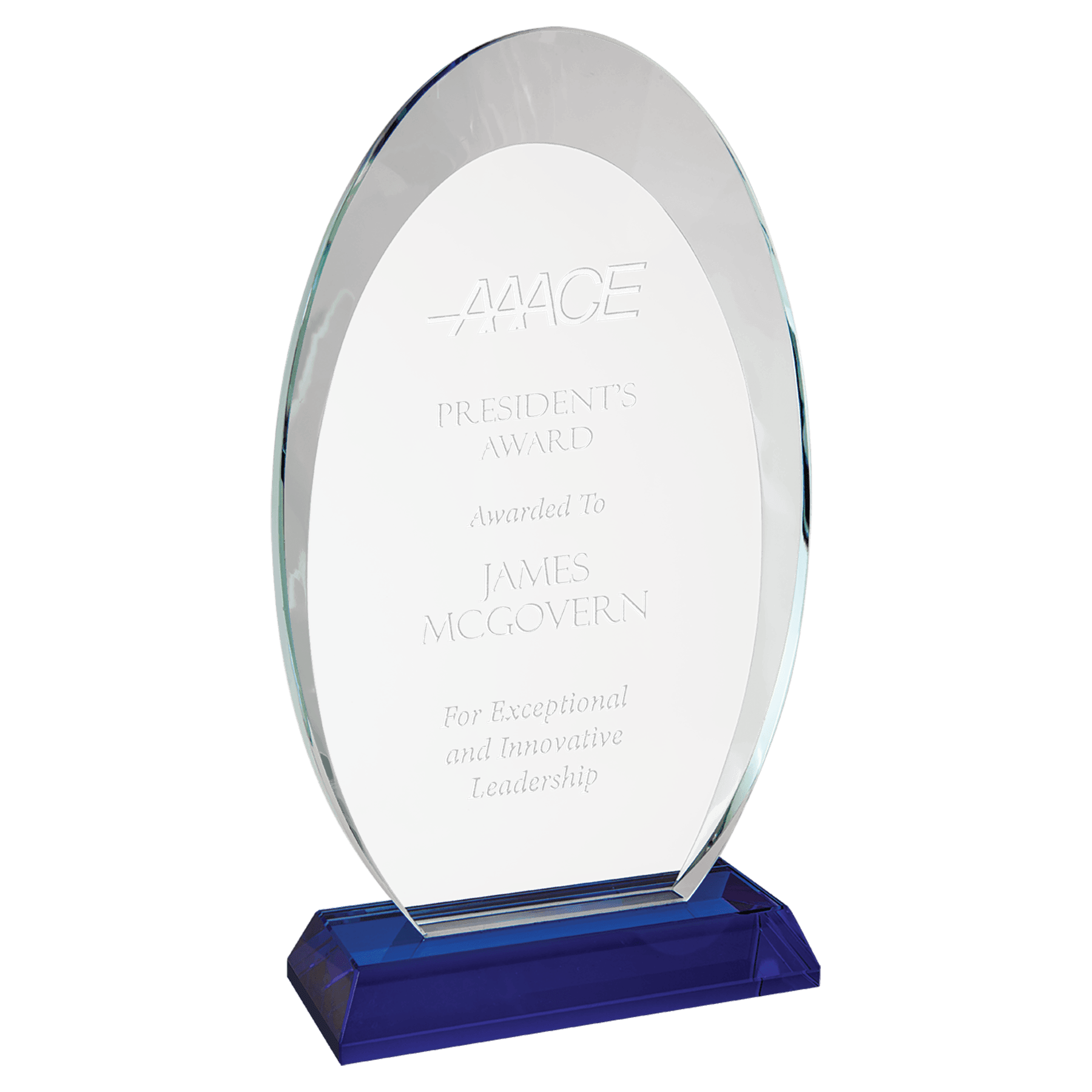 Blue 8 3/4" Oval Halo Glass with Base