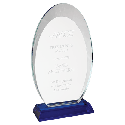 Blue 8 3/4" Oval Halo Glass with Base