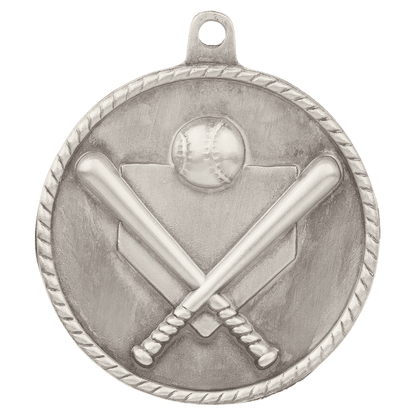 Antique Silver 2" Baseball/Softball High Relief Medal
