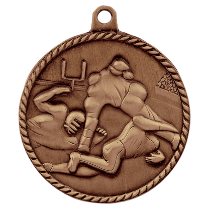 Antique Bronze 2" Football High Relief Medal