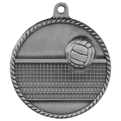 Antique Silver 2" Volleyball High Relief Medal